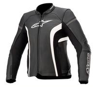 Alpinestars Stella Kira V2 Chaqueta de cuero de motocicleta para damas, negro-blanco, tamaño 40 para Mujer