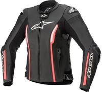 Alpinestars Stella Missile V2 Chaqueta de cuero para damas de motocicleta, negro/rosa, Talla 48