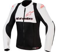 Alpinestars Stella SMX Air Chaqueta textil de motocicleta para damas perforada, Blanco/negro/gris, Talla L