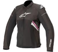 Alpinestars Stella T-GP Plus R V3 Air Chaqueta textil para motocicletas de señoras, negro/blanco/rosa, Talla XS