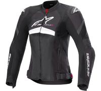 Alpinestars Stella T-GP Plus R V4 Airflow Chaqueta textil de moto para mujer, Negro/Blanco, Talla M