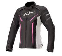 Alpinestars Stella T-Jaws v3 Chaqueta Impermeable Negro Blanco y Fucsia