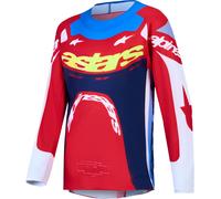 Alpinestars Supertech Dyna Camiseta juvenil de motocross, Rojo/blanco/azul, Talla XL