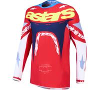 Alpinestars Supertech Dyna Maillot de motocross, Rojo/blanco/azul, Talla L