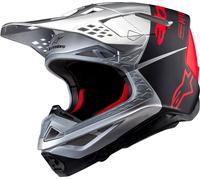 Alpinestars Supertech M10 Flood, casco de motocross XS male Plata/Negro Mate/Rojo Neón