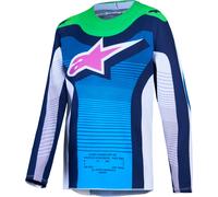 Alpinestars Supertech Maven Camiseta juvenil de motocross, blanco/azul/verde, Talla S