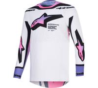 Alpinestars Supertech Pro Vista Maillot de motocross, blanco-lila, tamaño XL para Hombres