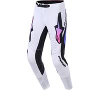 Alpinestars Supertech Pro Vista Pantalones de motocross, blanco/morado, Talla 38