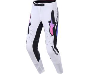 Alpinestars Supertech Pro Vista Pantalones de motocross, blanco/morado, Talla 38