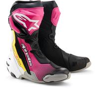 Alpinestars Supertech R Botas de motocicleta, negro-blanco-rosa, tamaño 43 para Hombres