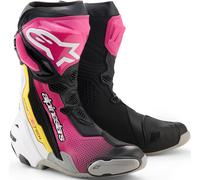 Alpinestars Supertech R Botas de motocicleta, negro-blanco-rosa, tamaño 41 para Hombres