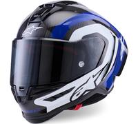 Alpinestars Supertech R10 Arius Carbon Casco, Negro/Blanco/Azul, Talla XS (53/54)