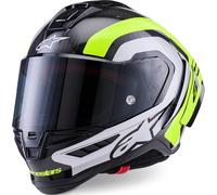 Alpinestars Supertech R10 Arius Carbon Casco, Negro/blanco/neón amarillo, Talla S (55/56)