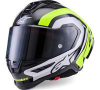 Alpinestars Supertech R10 Arius Carbon Casco, Negro/blanco/neón amarillo, Talla XXL (63/64)