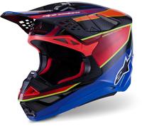 Alpinestars Supertech S-M10 Era 2025 Casco de motocross, Azul/Rojo, Talla S (55/56)