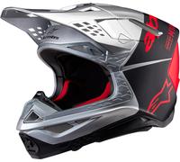Alpinestars Supertech S-M10 Flood 2024 Casco de motocross, negro-rojo-plata, tamaño 2XL para Hombres