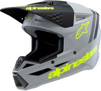 Alpinestars SM3 Radium Casco de motocross juvenil, gris-amarillo, tamaño S