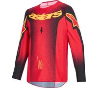 Alpinestars Supertech SCENZ Maillot de motocross juvenil, negro-rojo-amarillo, tamaño XL
