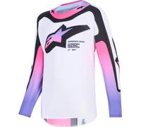 Alpinestars Supertech Vista Maillot de motocross juvenil, blanco-lila, tamaño L
