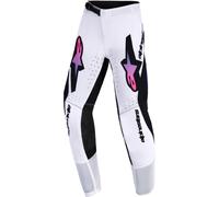Alpinestars Supertech Vista Pantalones de motocross para niños, blanco/negro/morado, Talla 22
