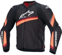 Alpinestars T-GP Plus R V4 Chaqueta textil de moto, negro/neón rojo, Talla M