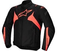 Alpinestars T-Jaws V4 Chaqueta textil de moto impermeable, negro/neón rojo, Talla XL