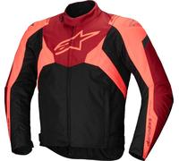 Alpinestars T-Jaws V4 Chaqueta textil de moto impermeable, negro/rojo/fluo rojo oscuro, Talla XL