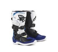 Alpinestars Tech 3S Botas de motocross juveniles, negro-blanco-azul, tamaño 38