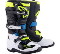 Alpinestars Tech 7S S25, botas juventud 6 US male Negro/Blanco/Azul/Amarillo Neón