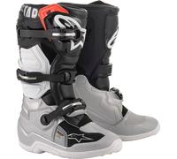 Alpinestars Tech 7S Botas juveniles de motocross, negro/plata, Talla 40,5