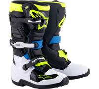 Alpinestars Tech 7S, botas juventud 4 US male Negro/Blanco/Azul/Amarillo Neón