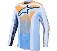 Alpinestars Techstar Maven Maillot de motocross, Azul/Naranja/Negro, Talla L