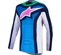 Alpinestars Techstar Maven Maillot de motocross, blanco/azul/verde, Talla S