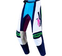 Alpinestars Techstar Maven Pantalones de motocross, blanco/azul/verde, Talla 30