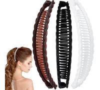 Alpinleux 3 pinzas para el pelo de plátano para mujer, pinzas dobles grandes, pinzas para el cabello, accesorios para el cabello largo, corto, grueso y fino (3 colores)