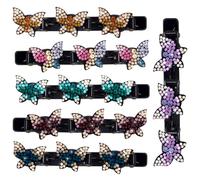 Alpinleux 6 pinzas de pelo trenzadas de cristal, pinzas trenzadas brillantes 2025, clips de pico de pato con diamantes de imitación, accesorios trenzados para el cabello para peinar la sección