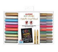 Alpino Rotuladores Dual Brush Metallic Color – Brillantes, larga duración y resistencia – 10 unidades