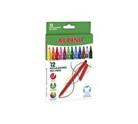 Alpino 12 Rotuladores de Colores | Punta Resistente de 3mm para Colorear | Tinta Súper Lavable y de Larga Duración | Estuche de Rotuladores de Colores Brillantes | Material Escolar