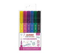 Alpino 6 outline markers Color Experience | Rotuladores metálicos con borde de color | Rotuladores de doble línea | Rotuladores para resaltar, escribir y decorar notas