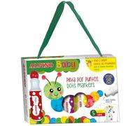 Alpino Baby 6 Rotuladores por puntos | Rotuladores Pinta por puntos para bebés| 6 colores vivos | Contiene 5 cartas de animales para pintar | Punta esponja | Ayuda a adquirir el control del movimiento