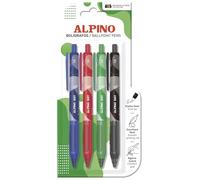 ALPINO - Bolígrafo Dot Surtido - Blíster 4 Unidades | Diseño Icónico con Sistema Retráctil | Punta de 1 mm para Escritura Fluida | Tinta de Secado Rápido