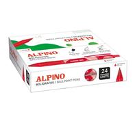 Alpino - Caja de 24 Bolígrafos Dot - Tinta Roj | Agarre Suave y Antideslizante | Punta de 1 mm para Escritura Fluida y Precisa | Tinta de Secado Rápido
