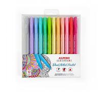 Alpino Color Experience 12 Rotuladores Dual Artist Colores Pastel | Doble Punta: Pincel y Fina | Para Mándalas y Lettering