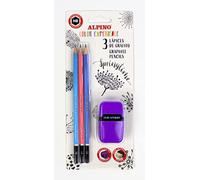 Alpino Color Experience 3 Lápices de Grafito para Dibujo Artístico + Sacapuntas + Goma de Borrar | Profesionales | para Regalar