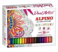 Alpino Color Experience 36 Rotuladores Dual Artist | Doble Punta: Punta Pincel y Punta Fina | para Mándalas y Lettering | Kit de Rotuladores