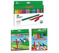 Alpino escolar pack: 24 lápices de colores borrables + 24 rotuladores + estuche con 12 ceras