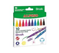 Alpino - Estuche 12 Rotuladores Brush | Rotuladores Superlavables | Rotuladores Lettering Infantil| Rotuladores Punta Pincel 3,8 mm | Larga Duración y Resistencia