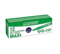 Alpino - Estuche 12 Rotuladores Maxi Azul Oscuro | Superlavables para Niños | Superbrillantes Escolares | Punta Gruesa 5,7 mm | Larga Duración y Resistencia