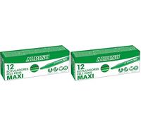 Alpino - Estuche 12 Rotuladores Maxi Verde Claro | Superlavables para Niños | Superbrillantes Escolares | Punta Gruesa 5,7 mm | Larga Duración y Resistencia (Paquete de 2)