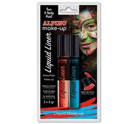 Alpino Maquillaje Liquid Liner Azul y Rojo con Aplicador | Pintura Hipoalergénica Facial y Corporal Azul y Rojo | Pintura al Agua para la Cara | Pintacaras para Disfraces, Carnaval y Halloween